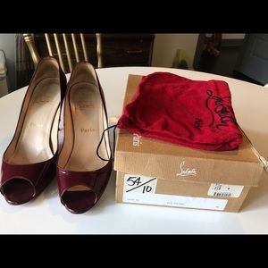 Christian Louboutin Red patent yoyo peep toe pumps